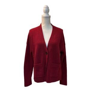 J.Crew J. Crew Black Label Cardigan Sweater Button Red Small Merino Wool Alpaca